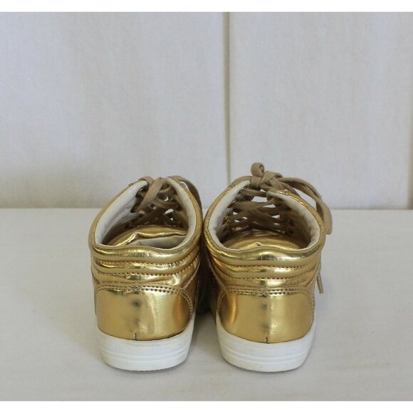 J CREW CREWCUTS GIRLS' MIRROR METALLIC HIGH-TOP SNEAKERS GOLD SIZE K9 Defect - Picture 3 of 7